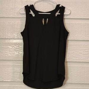 A.U.W Strappy Black Sleeveless Stretch Blouse Top  Women Medium 90s Witchy Chic